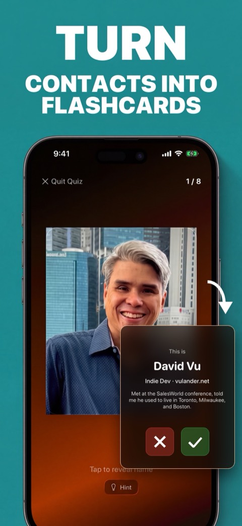 FaceFlash classic flip card with a pop-out memory note